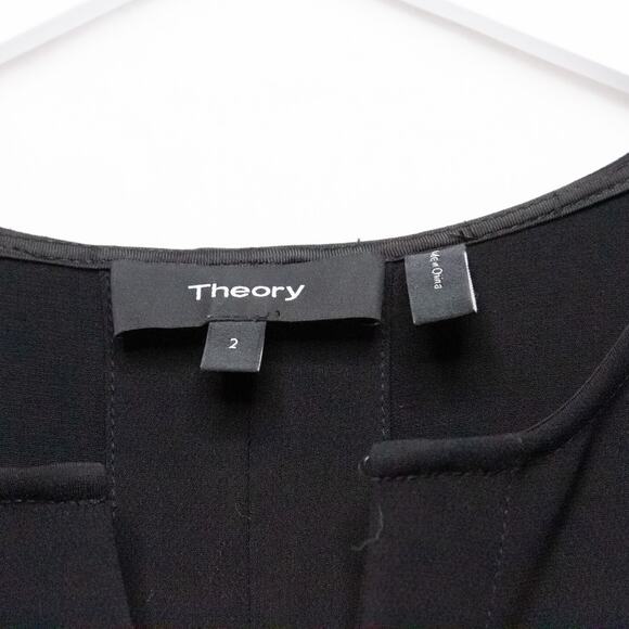 Revolve THEORY Desza Jersey Crepe Black Asymmetrical Hem Dress Sleeveless Sz 2 - Picture 7 of 12